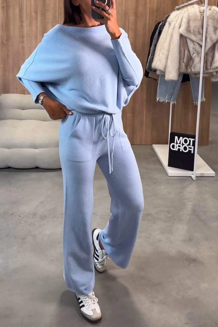 Dame Loungewear-sæt med bredtop og behagelige bukser Stilla