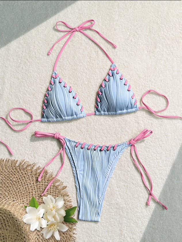 Dame Triangel-Bikini med kontrasterende snøre detaljer Skovae
