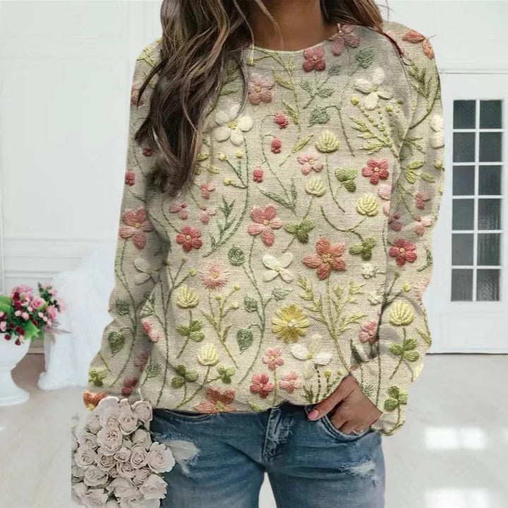 Femme Floral Broderet Pullover Stilla