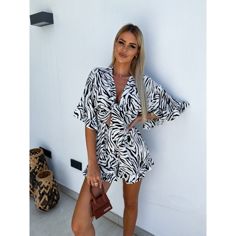 Dame Zebra-Print Vrap-Mini-Kjole Stilla