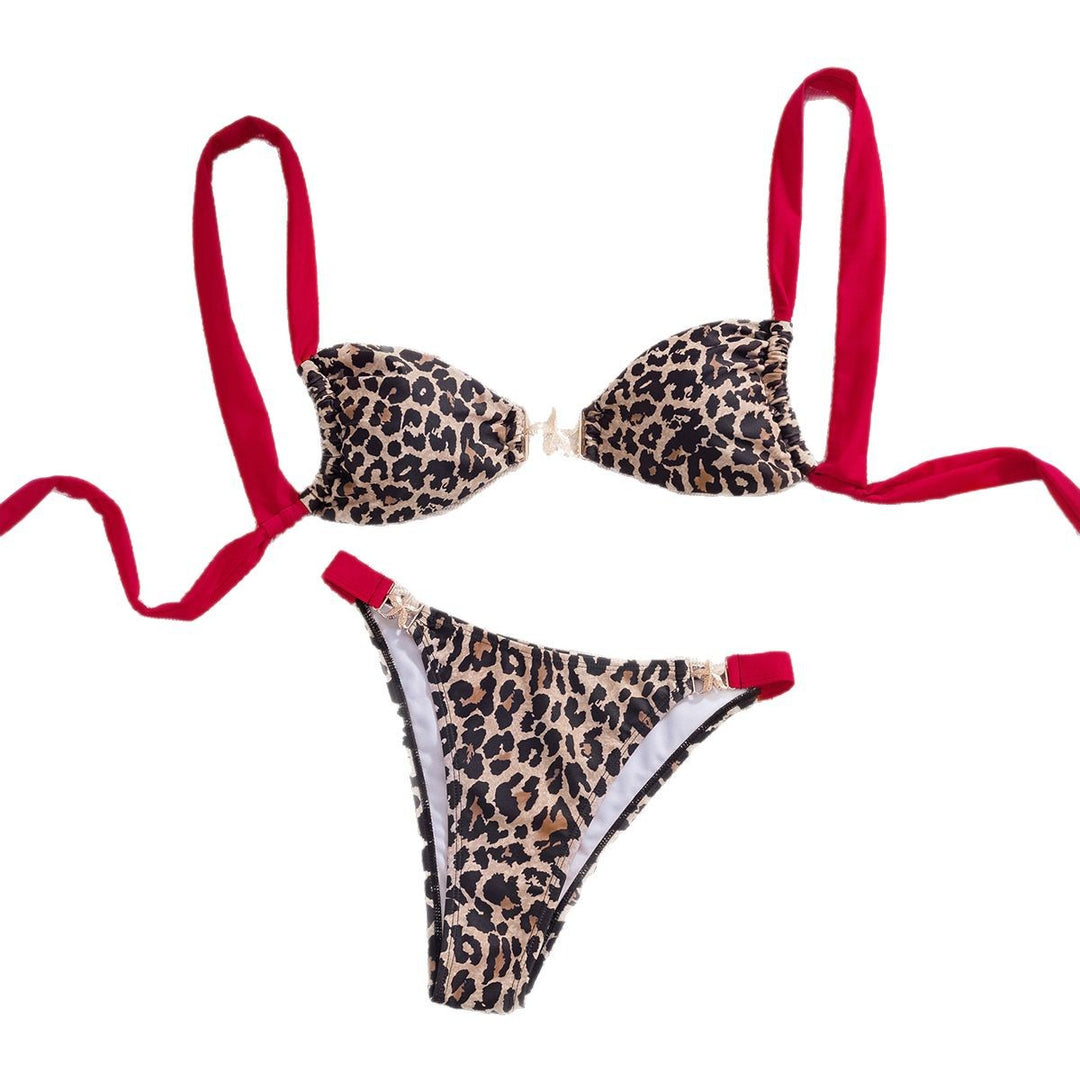 Dame triangel-bikini med justerbare stropper og glamourøse detaljer Skovae