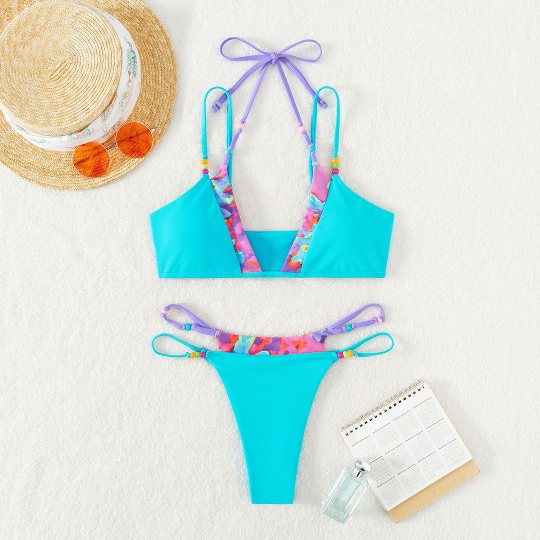 Dame Triangel-Bikini med kreative farvegradient-elementer og justerbare stropper Stilla