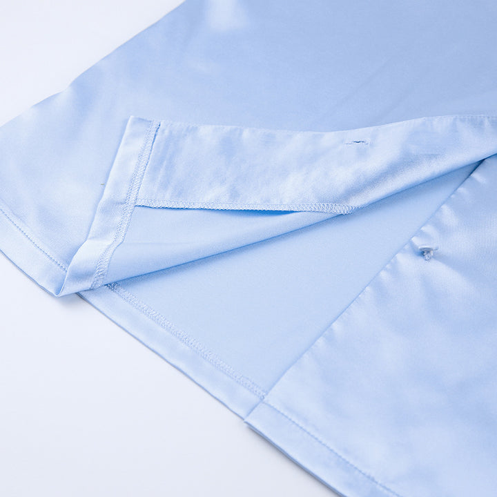 Dame luksus satin natdragt med elegante fjer Stilla