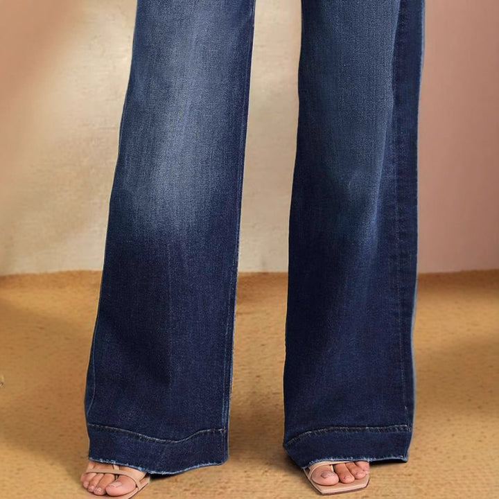 Dame Bred Denim-Bukser med høj talje og justerbar snøre Stilla