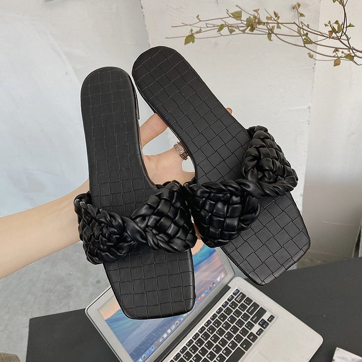 Dame Kunstlæder Tåseparator-Sandaler med fletremme-udseende Stilla