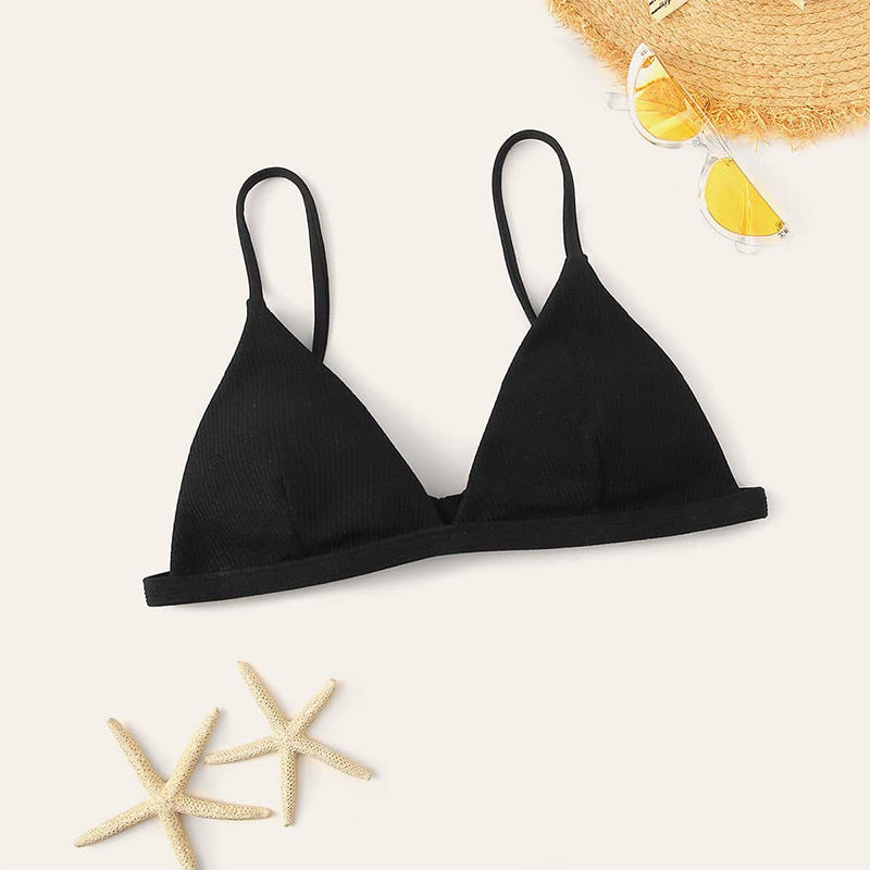 Dame Triangel-Bikinioberdel med fin ribstruktur og justerbare stropper Stilla