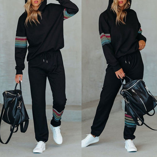 Dame Sporty Hættetrøje med fashionable farvestreger Stilla