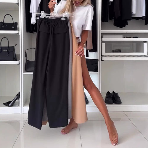 Dame Behagelige Culottes med sidelommer og elastisk Talje Stilla