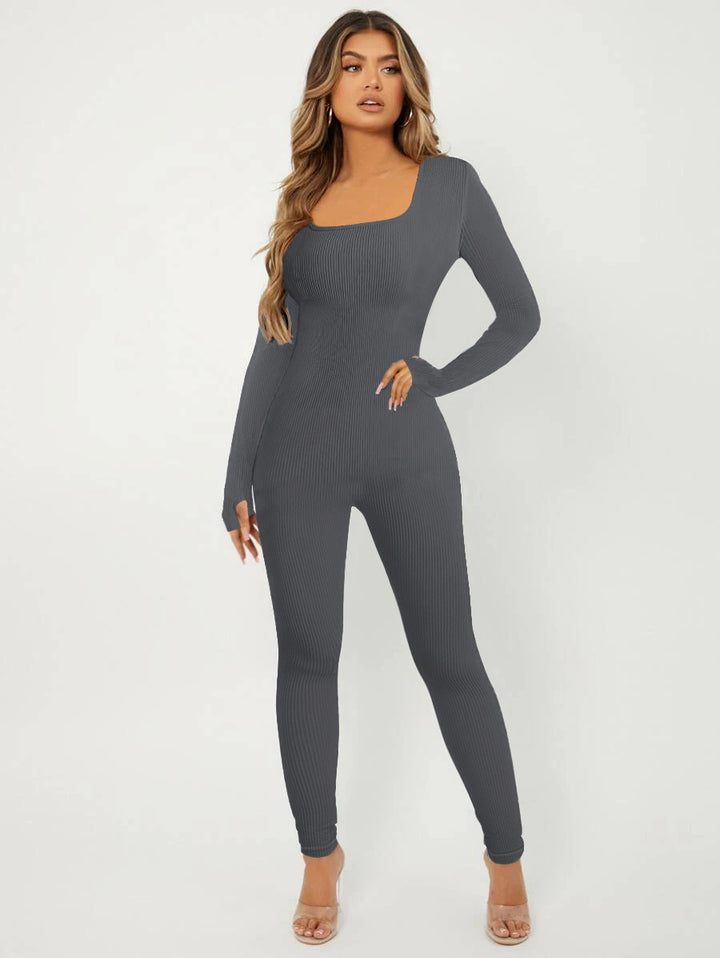 Dame jumpsuit med lange ærmer og struktureret design Stilla