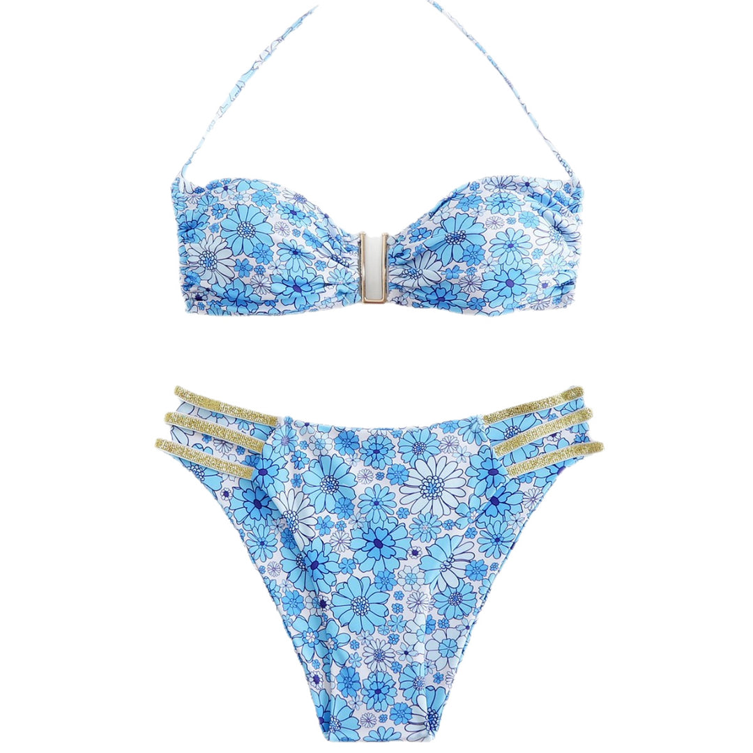 Dame bikini sæt med elegant snøring og blomstret accents Stilla