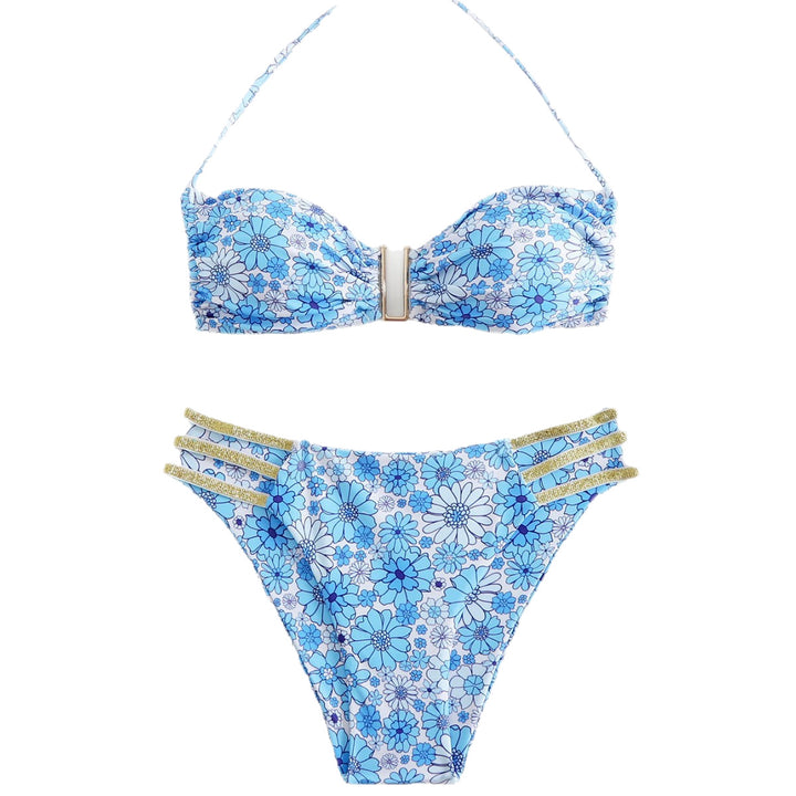 Dame bikini sæt med elegant snøring og blomstret accents Stilla
