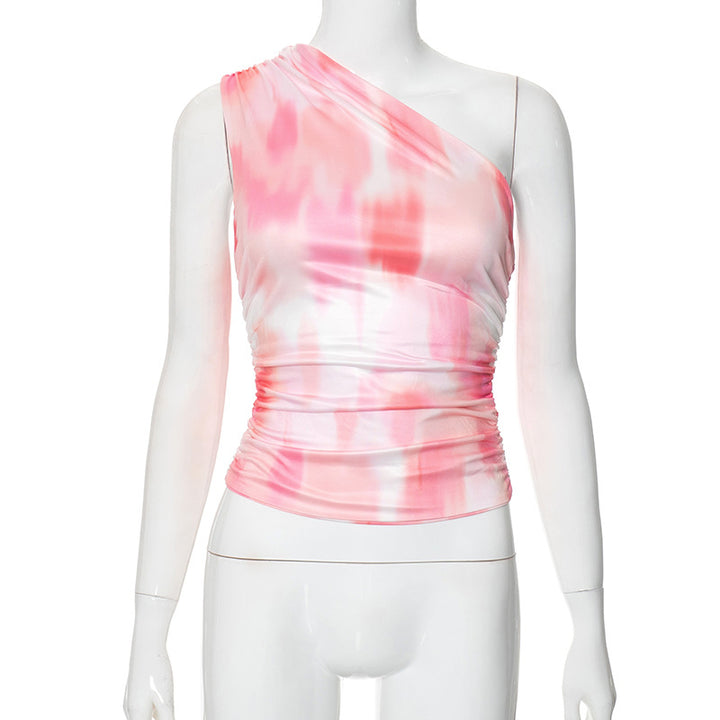 Femme One-Shoulder Ruffles Floral Top Stilla