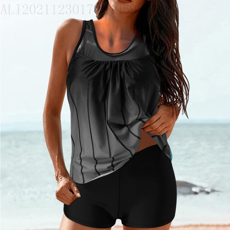 Damer sporty strandoutfit med moderne rynkning Skovae