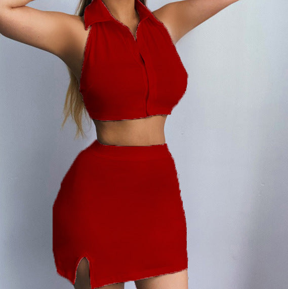 Dame figursyet Crop-Top og Nederdel Twin-Sæt Stilla
