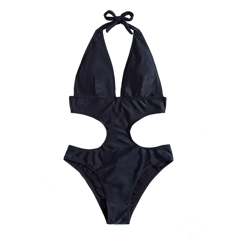 Dame one-piece badedragt med dyb V-udskæring og sidelags cut-out Skovae