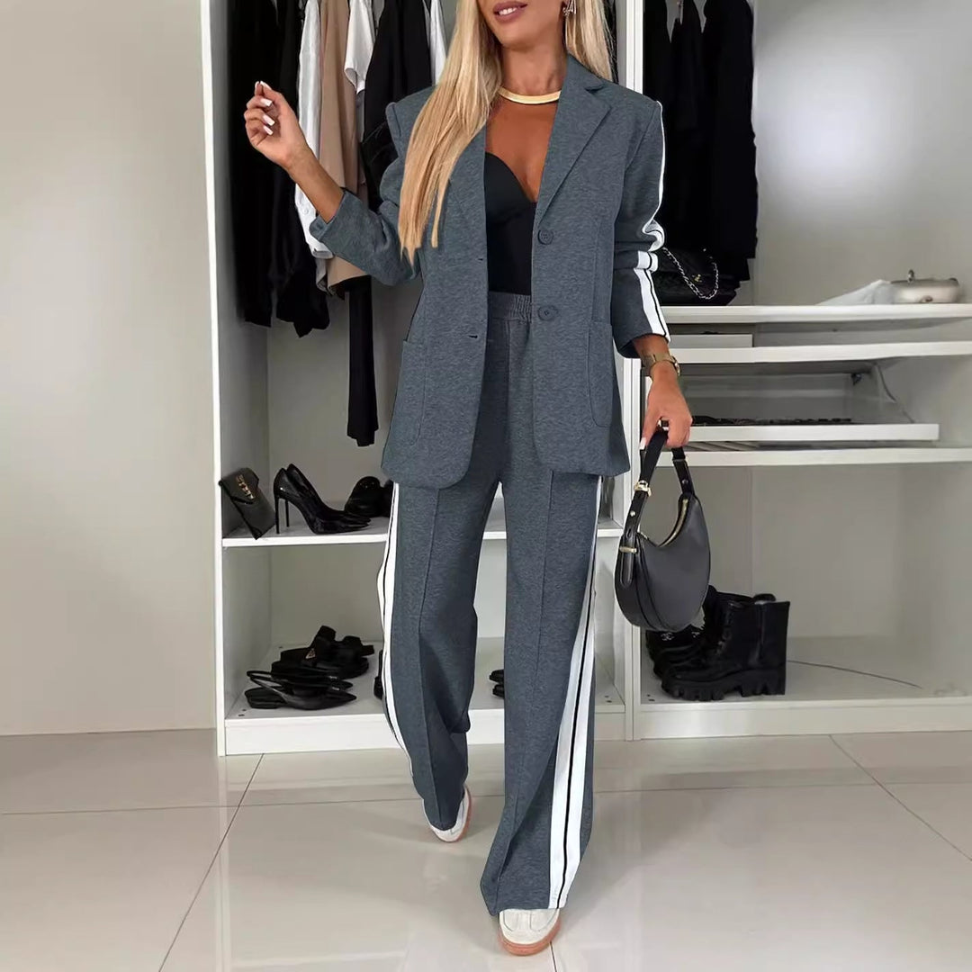 Stilla | Sæt Behagelig Pasform Blazer med Revers Bukser med Sidelister