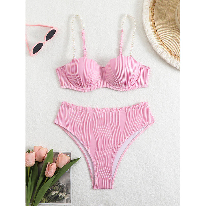 Dame Push-Up-Bikini med rynkning og elegante stropper Skovae