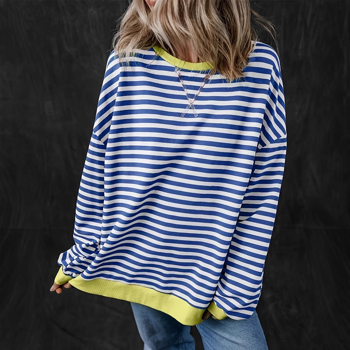 Femme Cozy Stribet Langærmet Pullover Sweatshirt Stilla