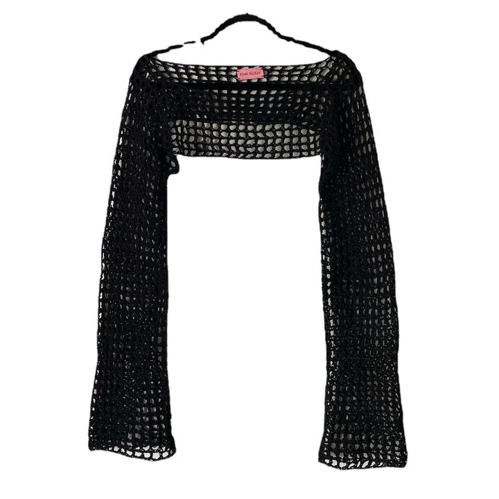 Dame hæklede langærmet top med off-shoulder design Skovae