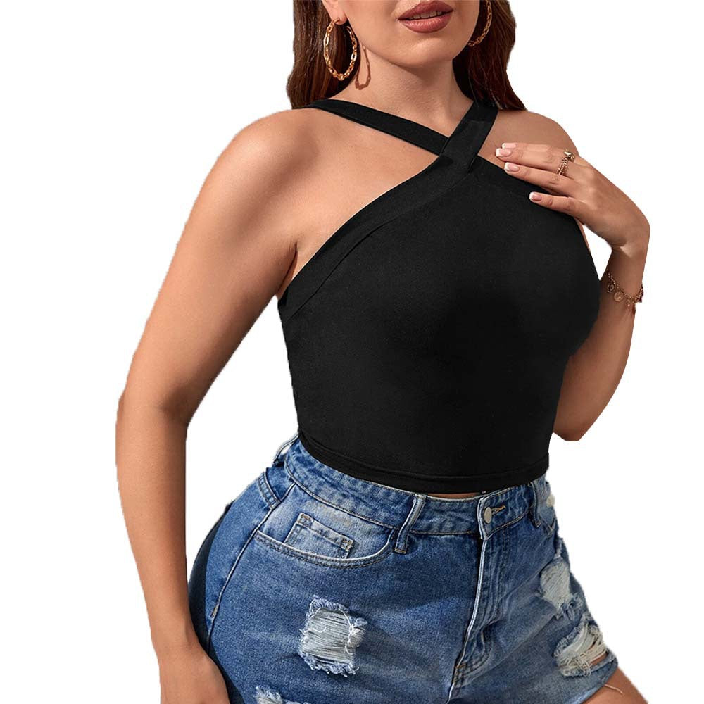 Dame asymmetrisk Crop-Top med raffineret stropdesign Stilla