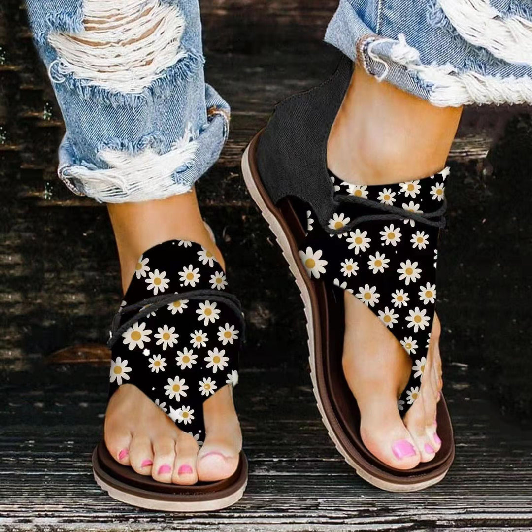 Dame remsandaler med floral og dyre design Stilla