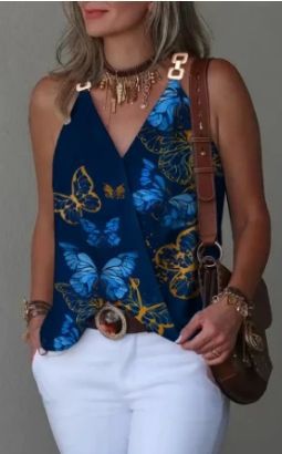 Dame Stilet Paillet-belagt V-hals Tanktop Stilla
