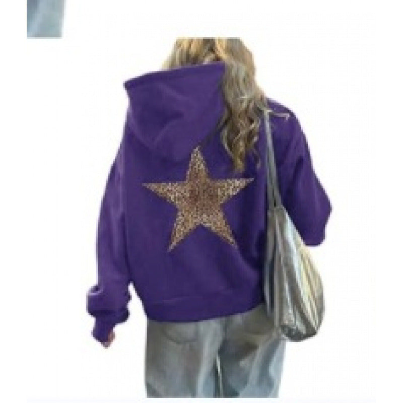 Kvinders hoodie med glitrende stjernesymposium Skovae