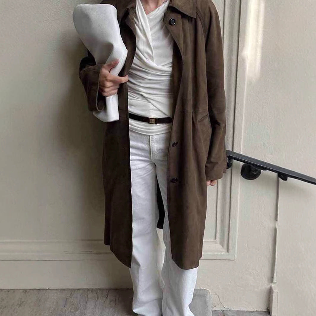 Dame Oversized Trenchcoat i afslappet stil med bred krave og praktiske lommer Stilla