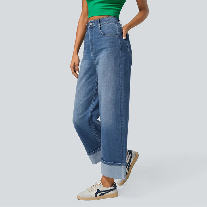 Damer Løst skåret jeans med høj talje og frynset kant Stilla