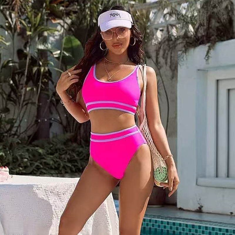 Dame sport-bikini-sæt med høj talje og kontrasterende accenter Stilla