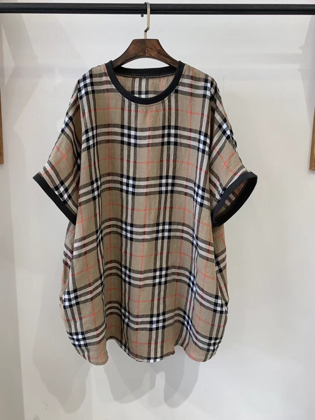 Femme Rutig Oversized Tunika-Top Stilla