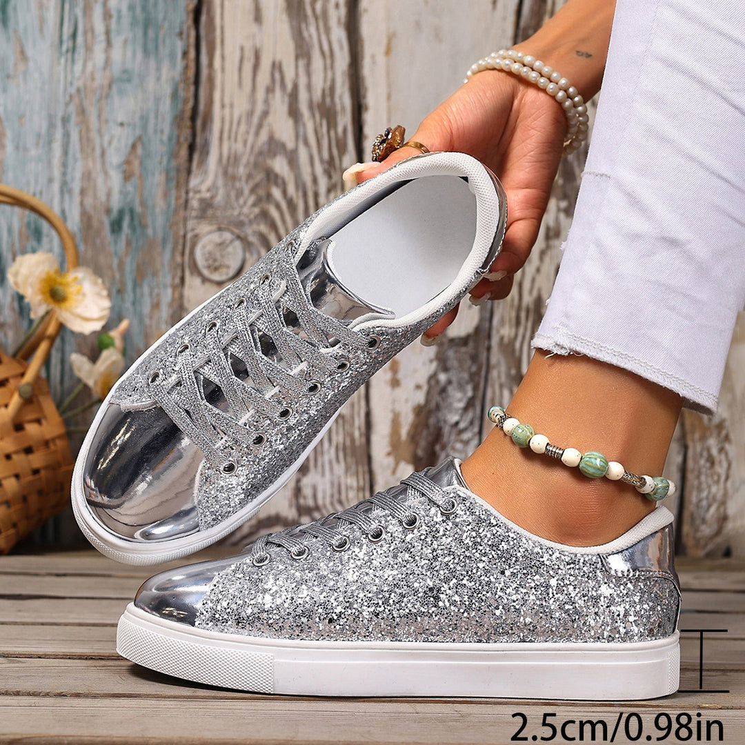 Dame Glitrende Sneakers med Metalspids og komfortabelt Indvendigt Foder Stilla