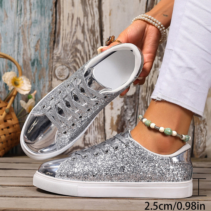 Dame Glitrende Sneakers med Metalspids og komfortabelt Indvendigt Foder Stilla