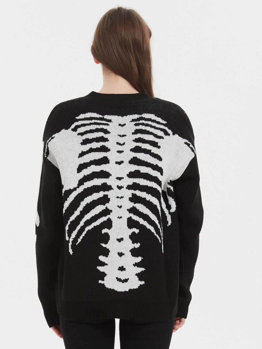 Femme Grafik Skelet Cardigan Stilla