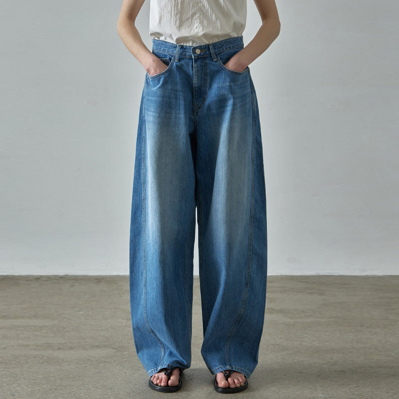 Dame Løst skårne jeans med høj talje og let vask-effekt Stilla