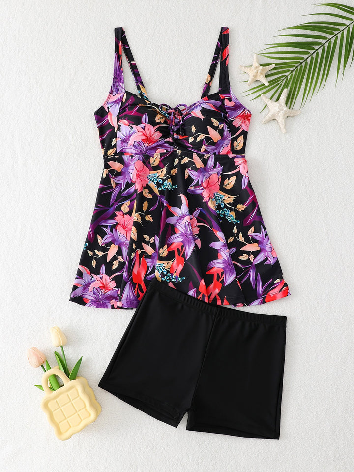 Dame Tankini-sæt med blomsterdesign og mode top Stilla