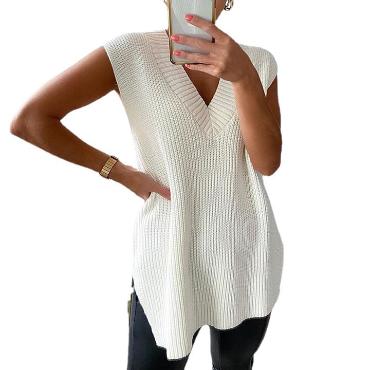 Dame Mode Strikpullover-Vest Stilla