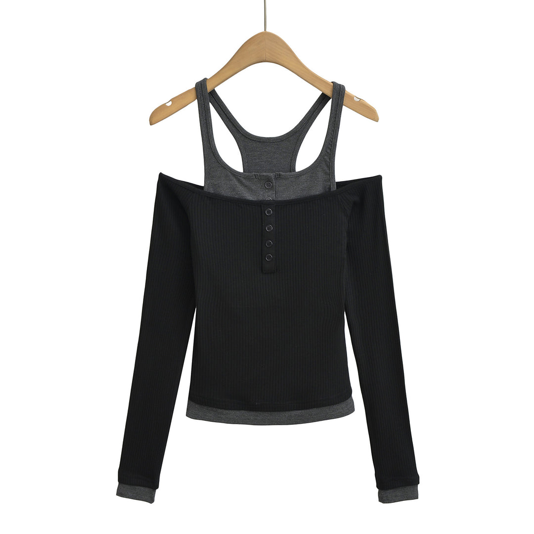 Damer Off-Shoulder Langærmet skjorte med moderigtigt knapdesign og raffinerede stropdetaljer Stilla