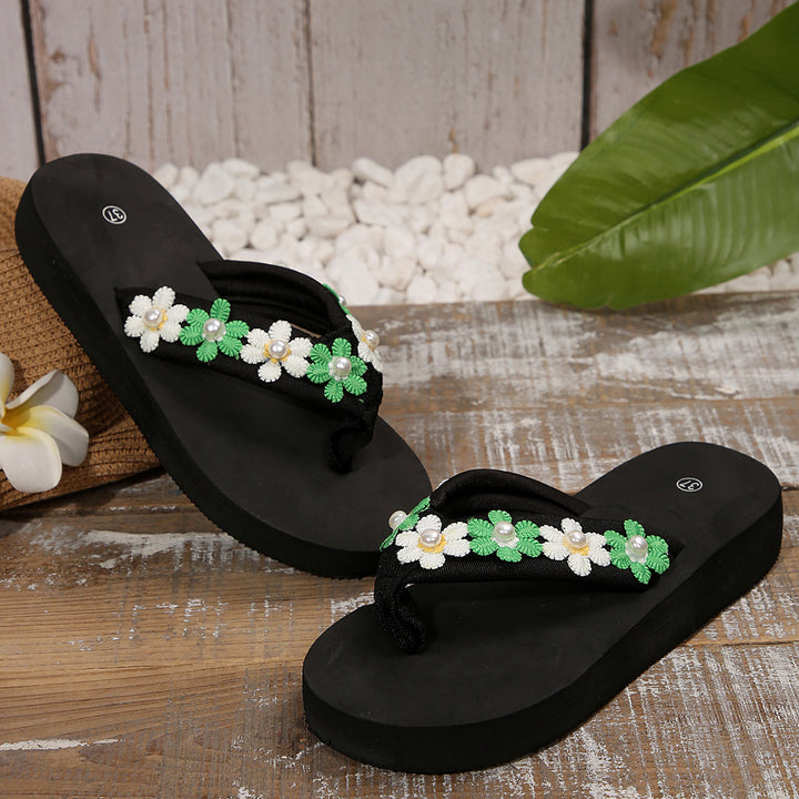 Damer sandal med blomsterdekoration og komfortabelt fodseng Stilla