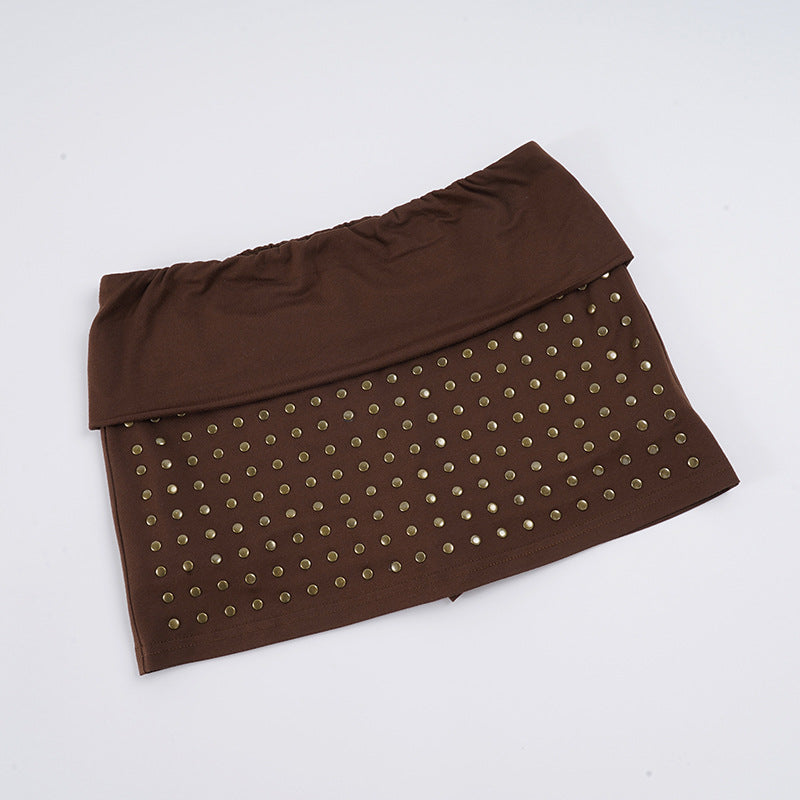 Dame shorts med glitrende strassbånd Skovae