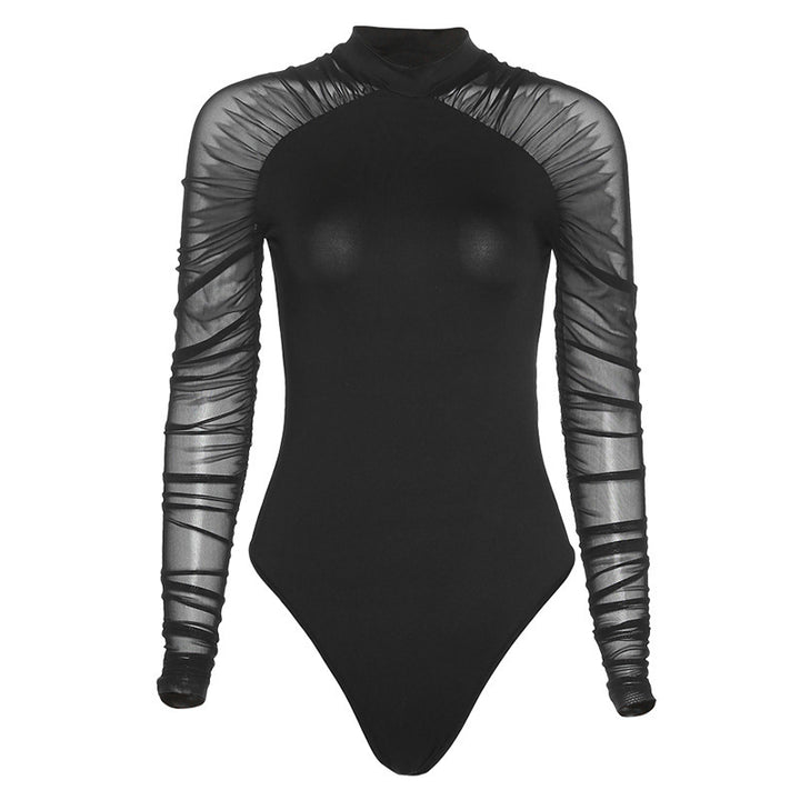 Damer Elegant Body med transparente ærmer og specielle draperinger Skovae