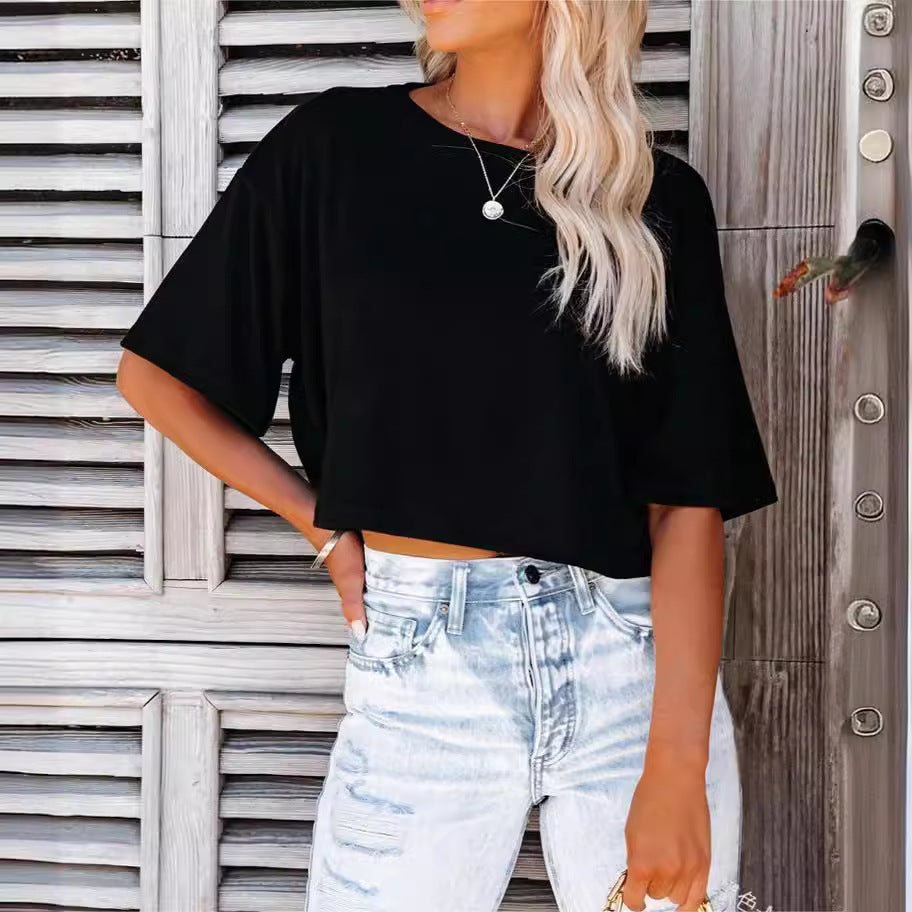 Dame afslappet Crop-Top lavet af kvalitetsbomuld Stilla