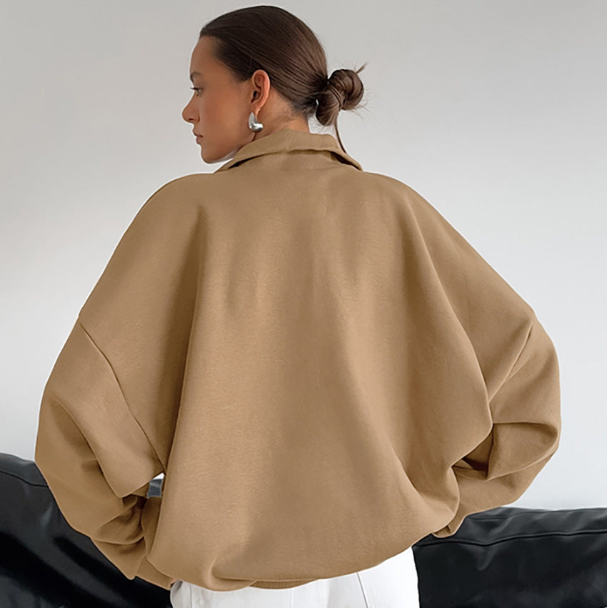Dame afslappet sweatshirt med lynlås og oversized pasform Stilla