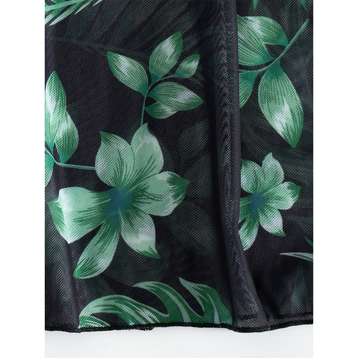 Dame Tropical Print Cover-Up og Badedragt Sæt Stilla