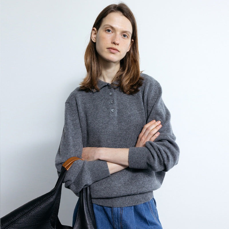 Dame sweater med knaplukning og afslappet snit Stilla