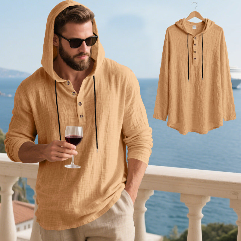 Herrer Hoodie t-shirt med knaplukning og afslappet pasform Stilla