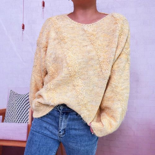 Kvinders hyggelige sweater med diagonal strukturoverdesign Stilla