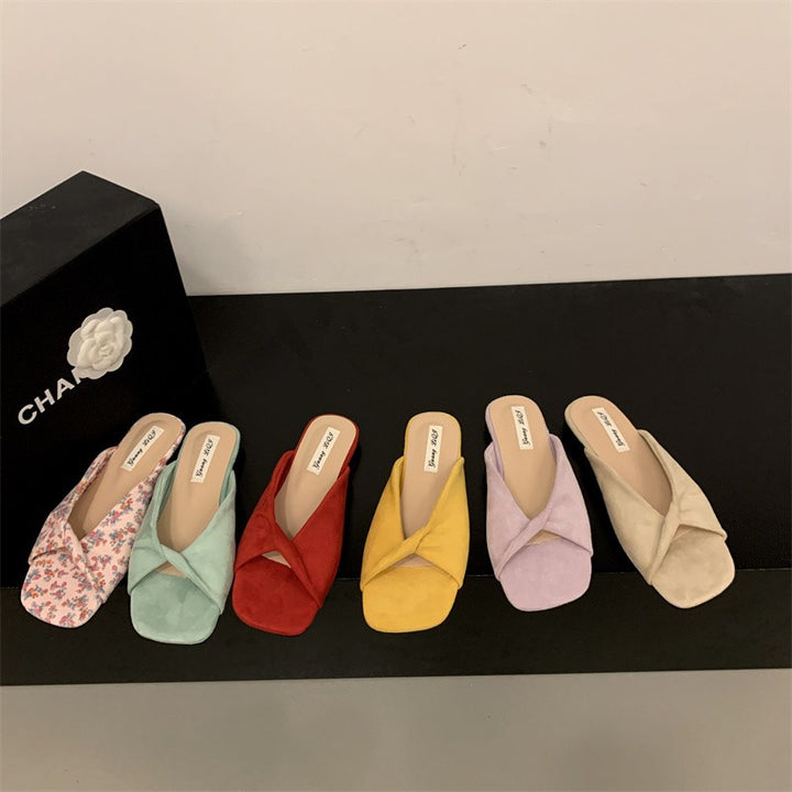 Dame Floral Print Slide Sandaler med krydset remdesign Stilla