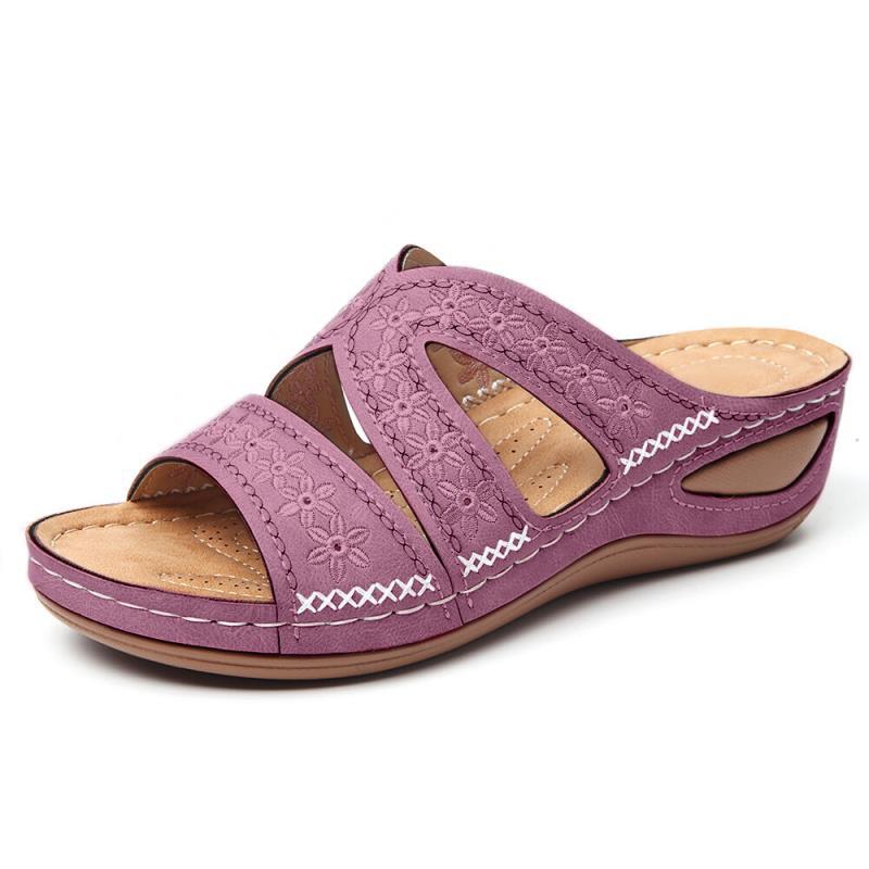 Dame Wedge-sandaler med floral broderi og anatomisk fodbede Stilla