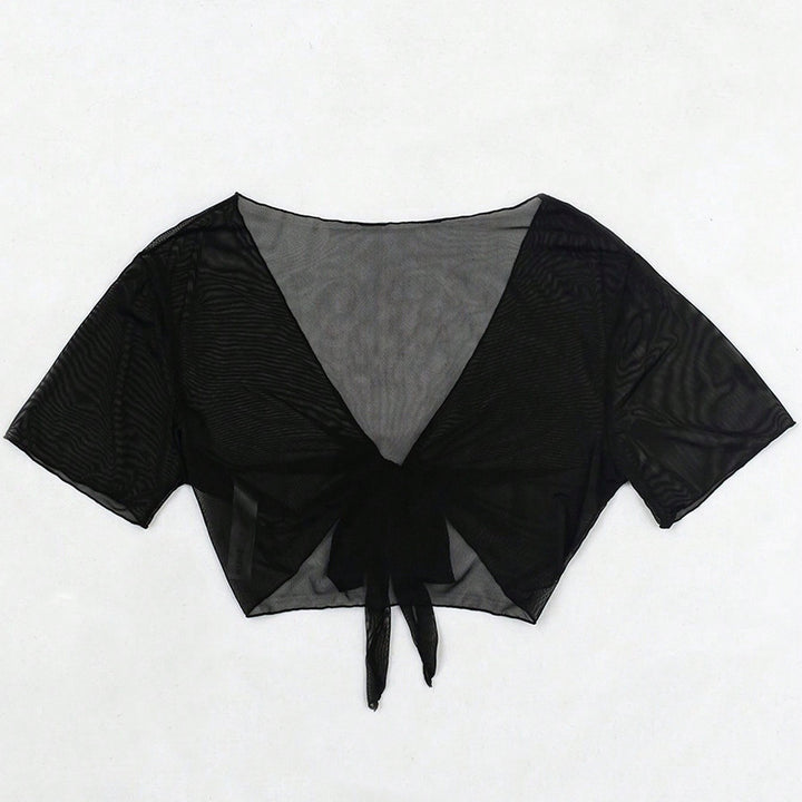 Dame Mesh Crop Top med dekorativ knude Stilla